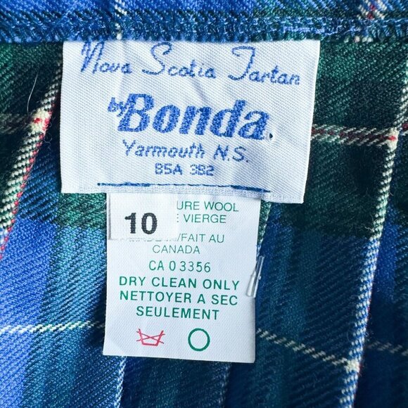 Vintage Deadstock Bonda Nova Scotia Tartan Blue Plaid Pleated Wool Midi Skirt 10 - Picture 9 of 9